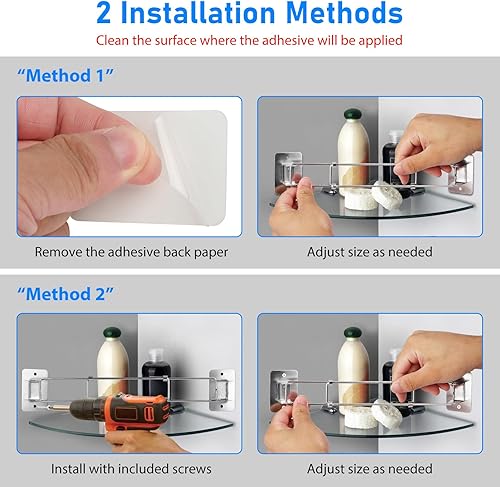 Miniatura 6 de Linkstyle 2 barras de almacenamiento de esquina para ducha de caravana, organizador de ducha ajustable de acero inoxidable para organización, 7.7 a