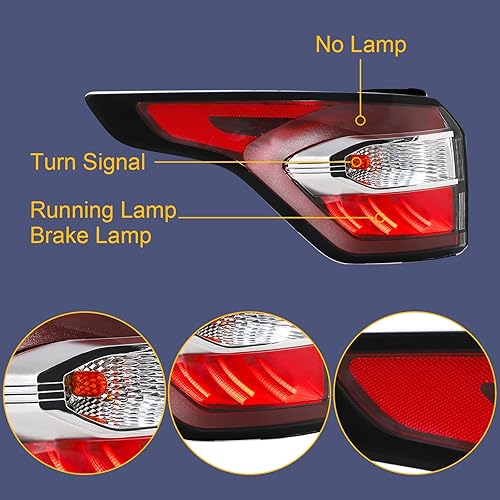 Miniatura 2 de Luz trasera trasera para Ford Escape Kuga 2017 2018 2019 17 18 19 lámpara de freno lado izquierdo (borde negro - L)