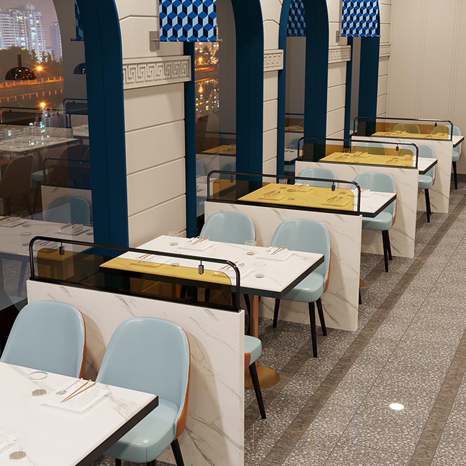 Divisor de hierro comercial para zonas de comedor, paneles translúcidos para encimeras para hoteles y bares, color negro, 100 x 25 cm, elegante solución de separación de habitaciones