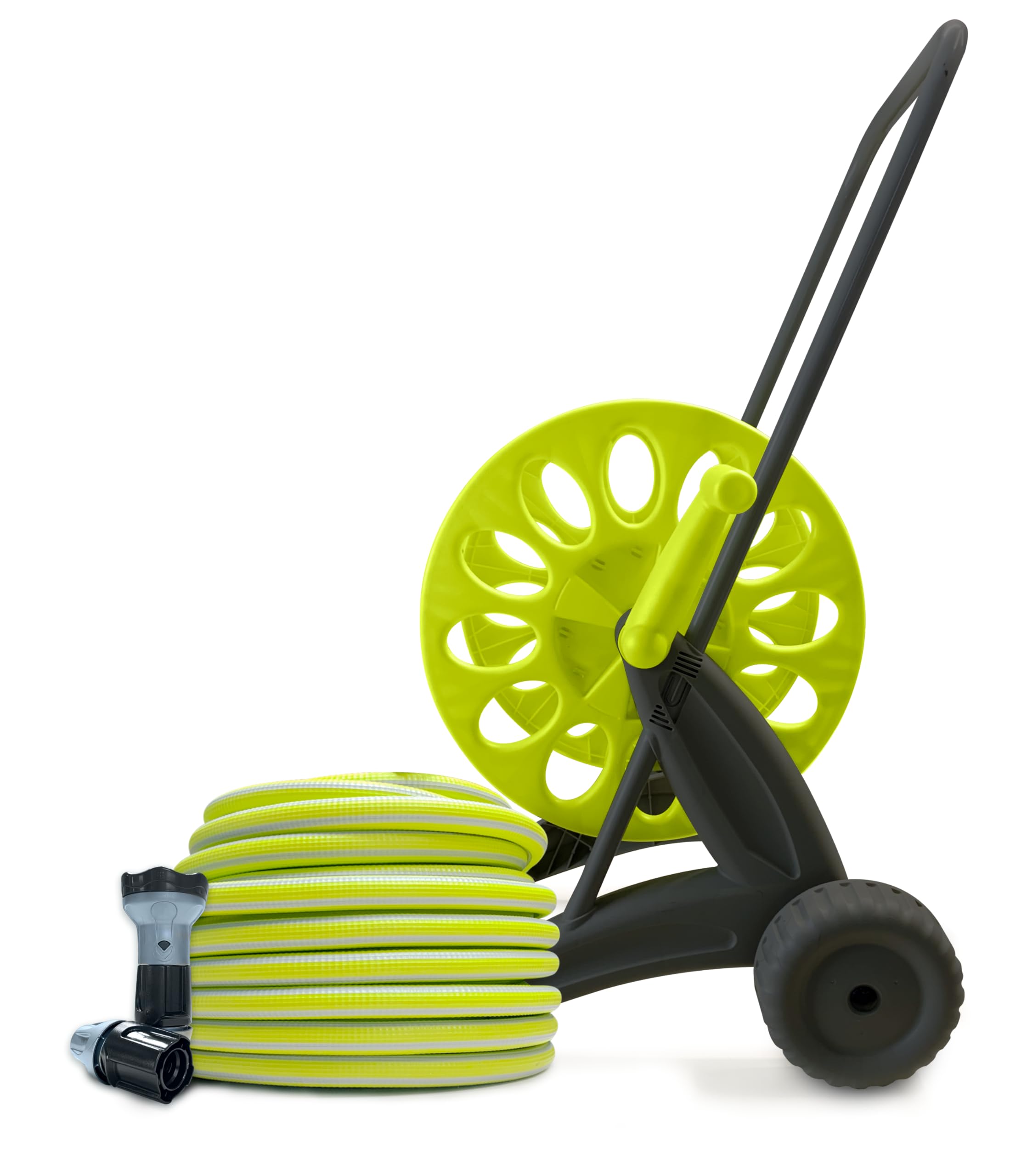 Idroeasy, Kit Carrello Avvolgitubo da Giardino con Tubo Acqua Giardino 30 Metri Superleggero 5/8" (18 bar) – Canna Acqua Anti-Nodo con Doccetta 6 Funzioni e Raccordi, Porta Tubo Made in Italy