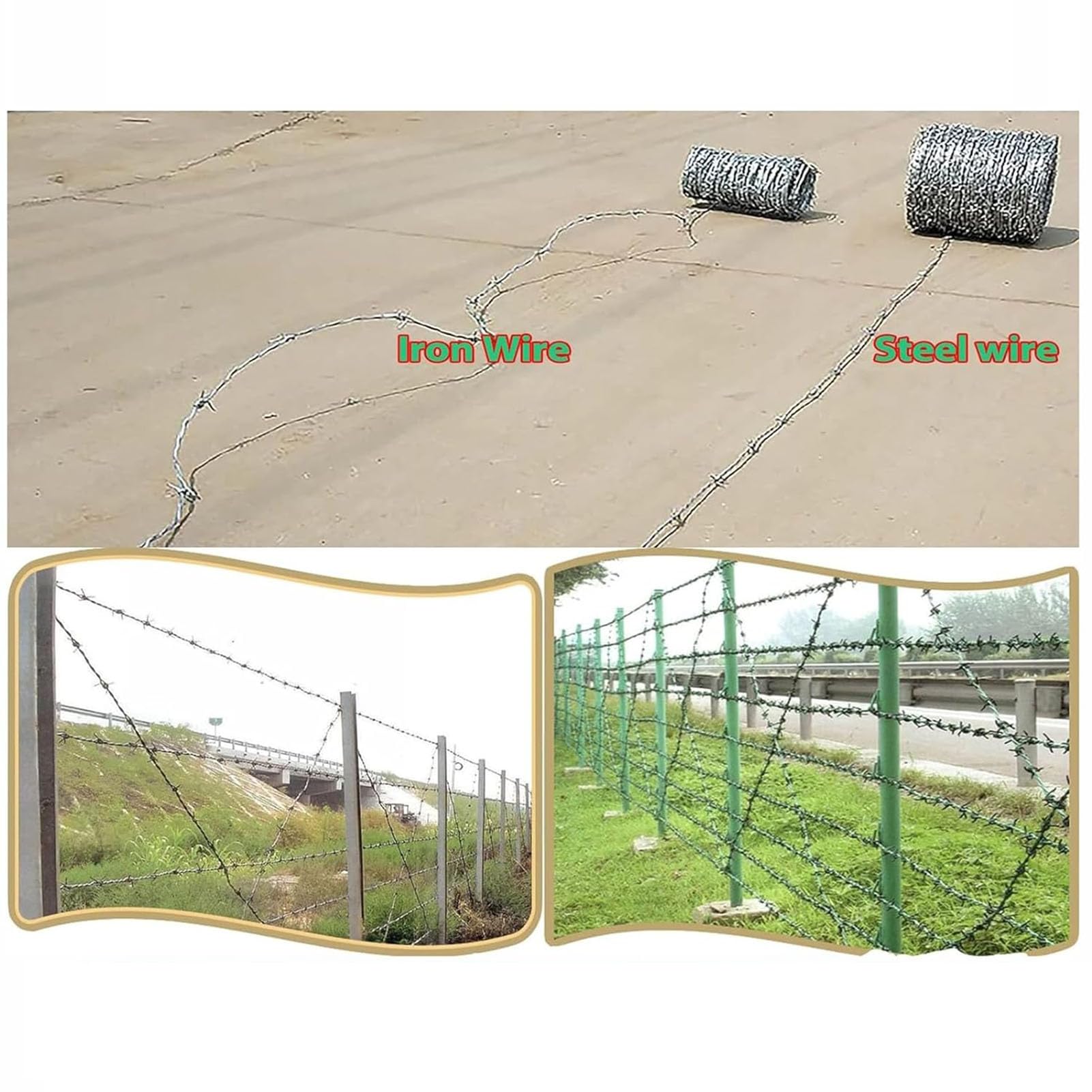 Rollo De Alambre De Púas, Alambre Espino Galvanizado Alambre De Espino Anti-Escalada Anti-Robo Malla De Alambre Valla Aislamiento De Espinas Medidas De Seguridad para Valla Forestal ( 2.8mm 100M)