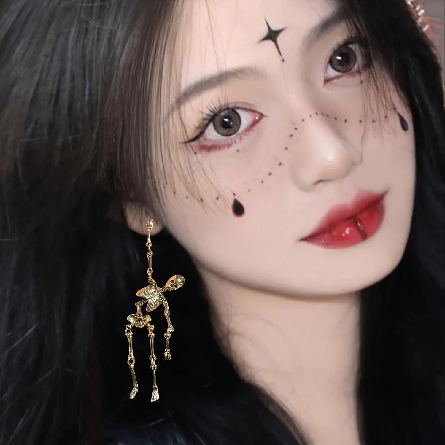 Punk Halloween Skeleton Earrings Spooky Skull Skeleton Dangle Earrings for Women Costume Halloween Outfits Jewelry Accessories Gifts - Image 4