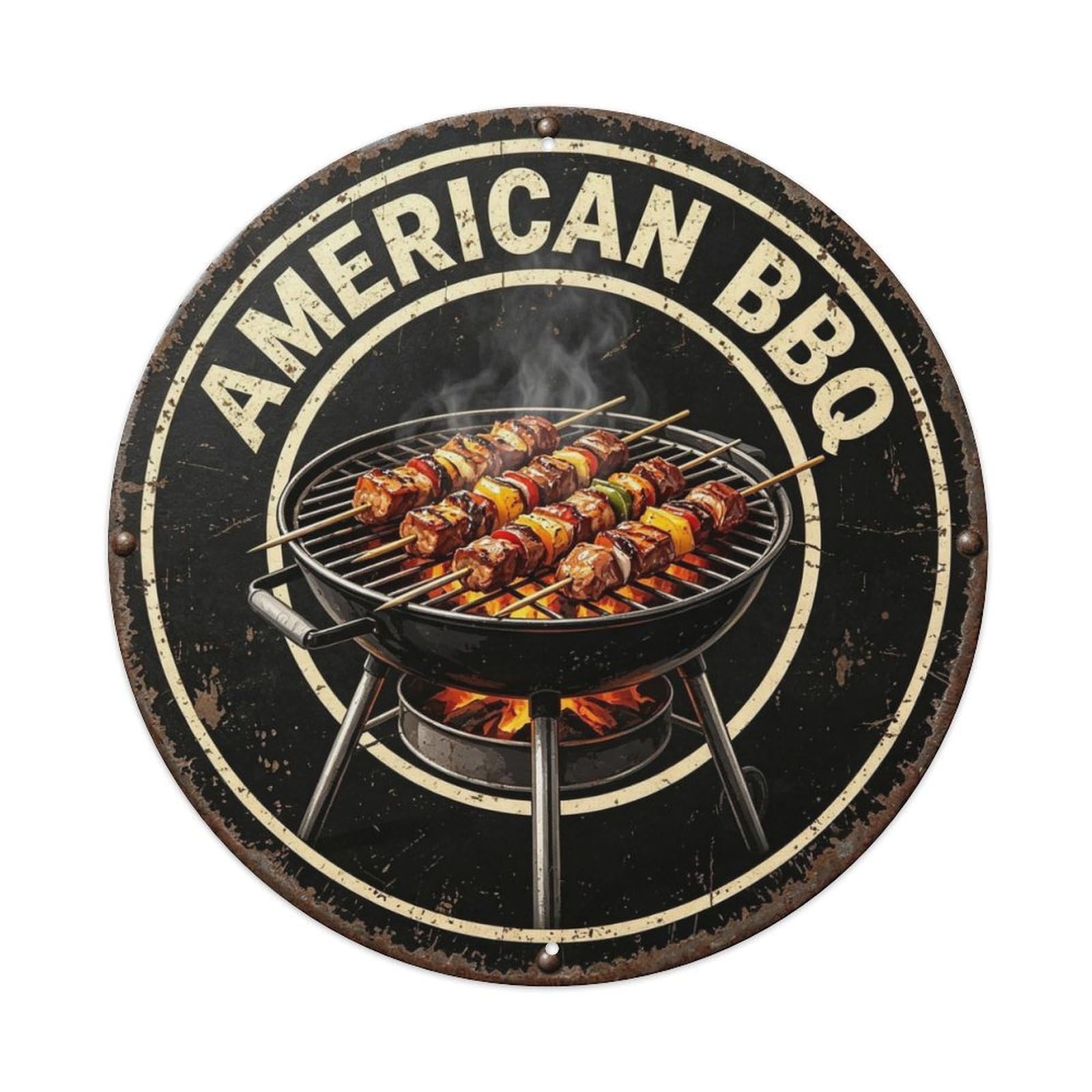 American BBQ Metal Tin Sign Plaque