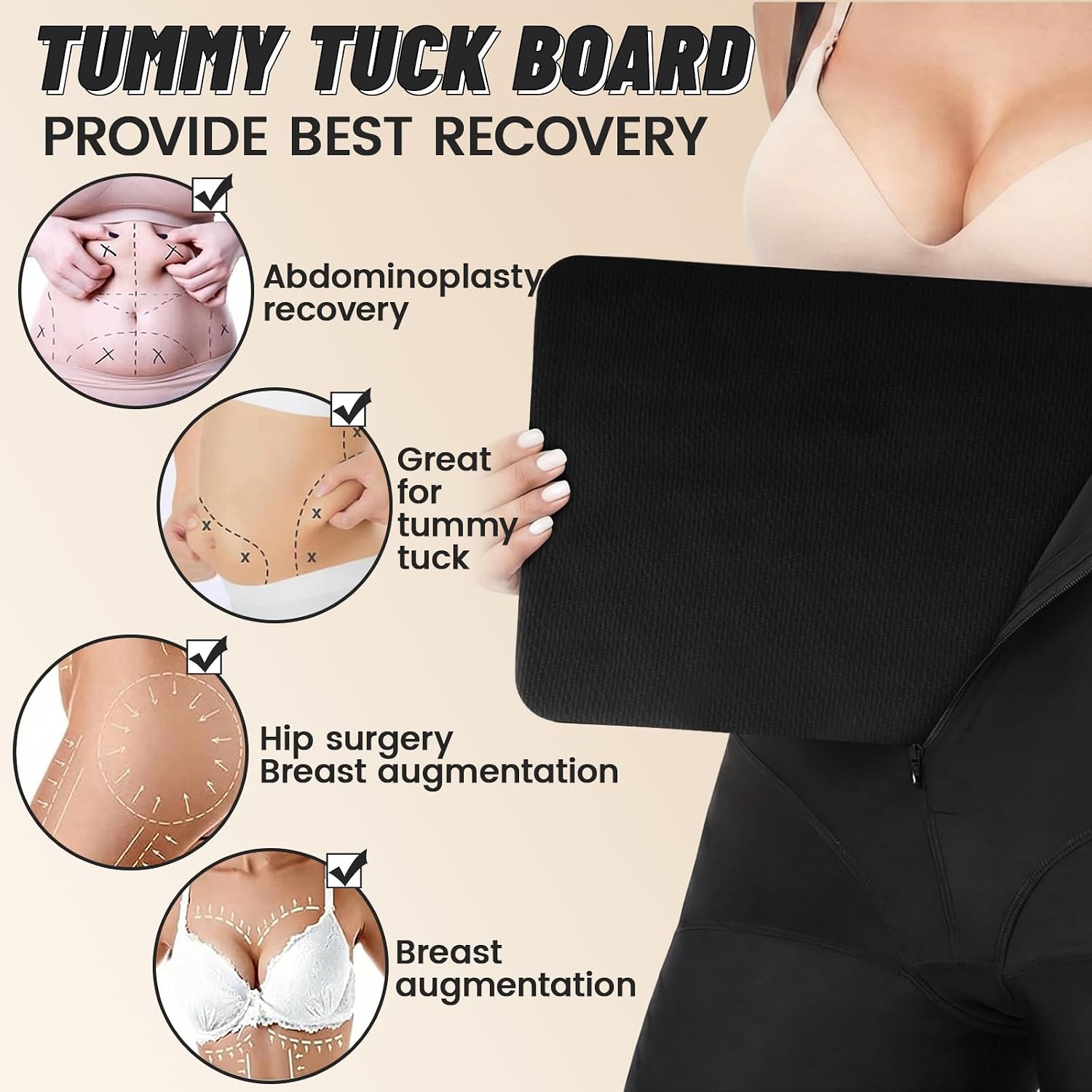 5 Pack Lipo Foam Compression Board with Massage Bubbles, Abdominal Lipo Foam Compression Pads for Tummy, Arms and Thighs, Tummy Flattening Support, 8 x 11 Inch(Black)