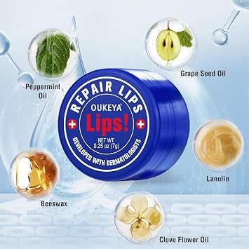 Medicated Lip Balm w/Beeswax, Petrolatum, Peppermint Oi, 100% Natural Ingredients, 24H Long-lasting Hydrating Healing Lip Balms, Lip Moisturizer for Very Dry Lips, Echapped Lips Treatment Severe