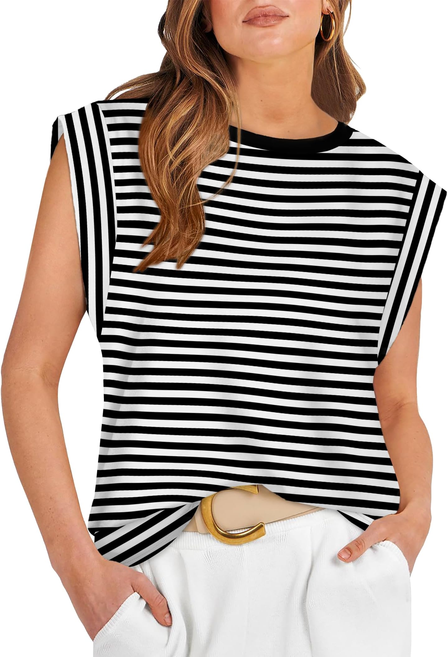 WIHOLL Cap Sleeve Tops for Women Summer Top Basic Tee Shirts Casual Tank Loose Fit 2025 Fashion