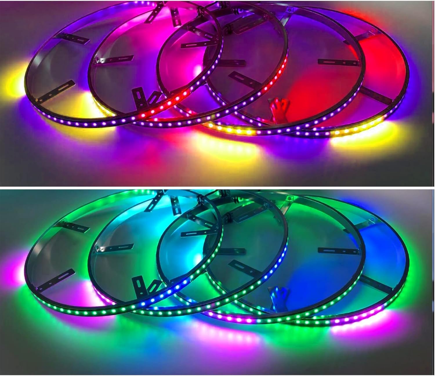 15.5 inch Dancing/Chasing Color LED Wheel Ring Lighting Kits with APP Controller, RGB Dream Color 288LEDs LED Wheel Ring Lamps for Jeep Car Truck SUV Jeep Pickup