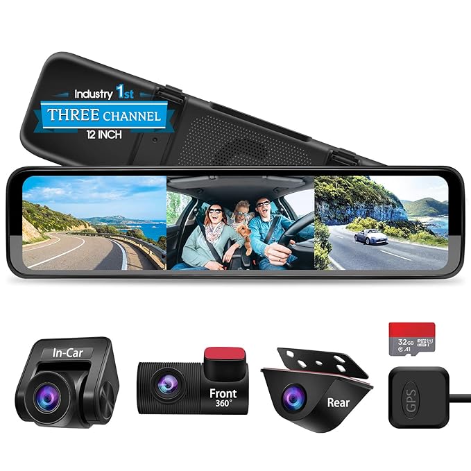 PORMIDO 12' Mirror Dash Cam