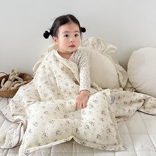 Vista 56 de BuLuTu Mantas de muselina para bebés, niños y niñas, 100% algodón, manta reversible para bebé, manta para cuna, suave, transpirable