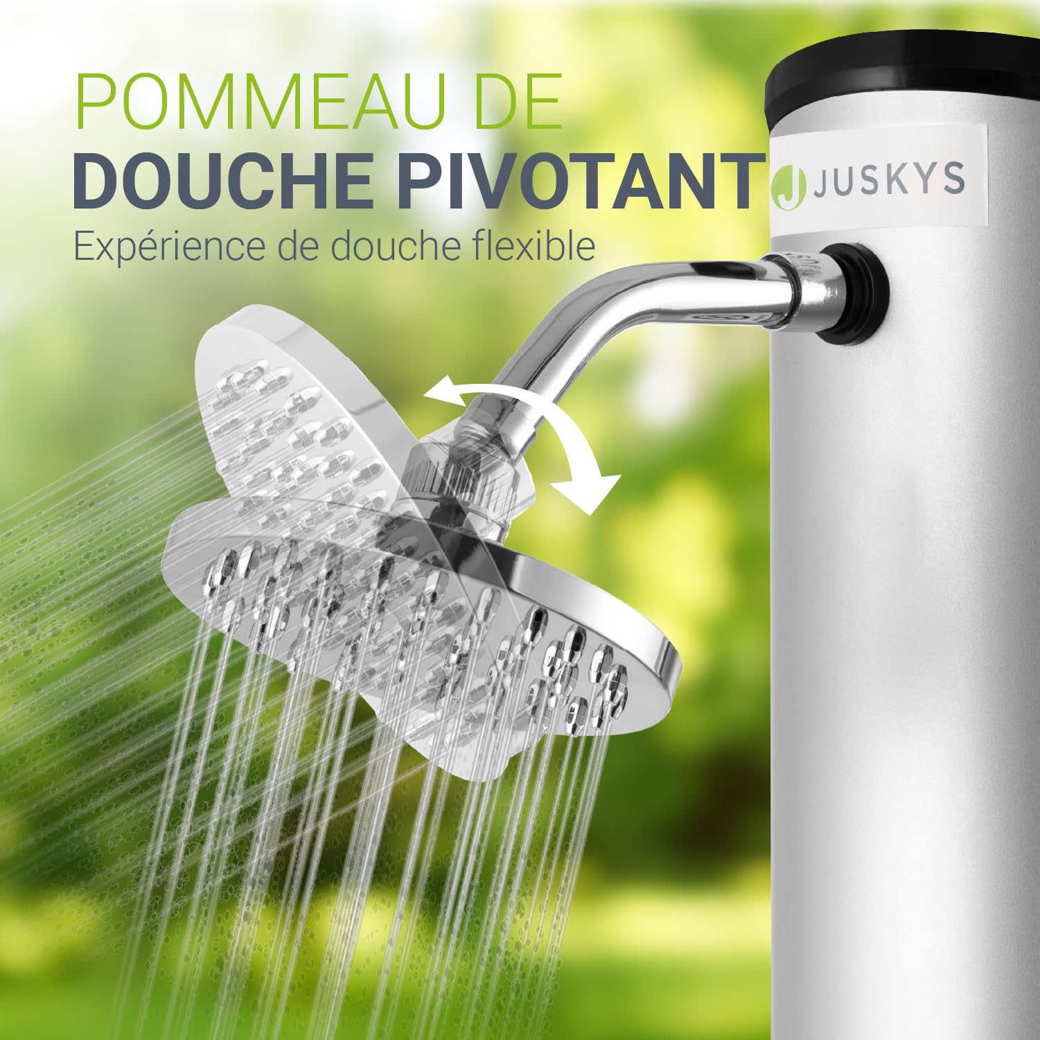 Juskys Douche Solaire exterieure Victoria 40 litres - jusqu'à 60 °C - Pommeau de Douche pivotant, Douche de Pied et raccord pour Tuyau d'arrosage - Douche de Jardin Douche Piscine exterieure