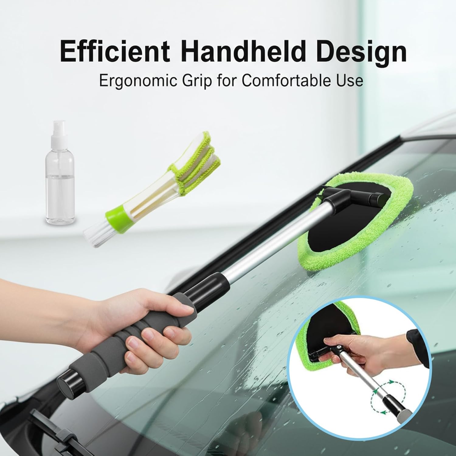 Windshield Inside Cleaning Tool, Handheld Window Wiper for Car Glass and Tabletop, Quick-Drying Streak-Free Rubber Blade for Small Area Cleaning Blue, Home Decorations