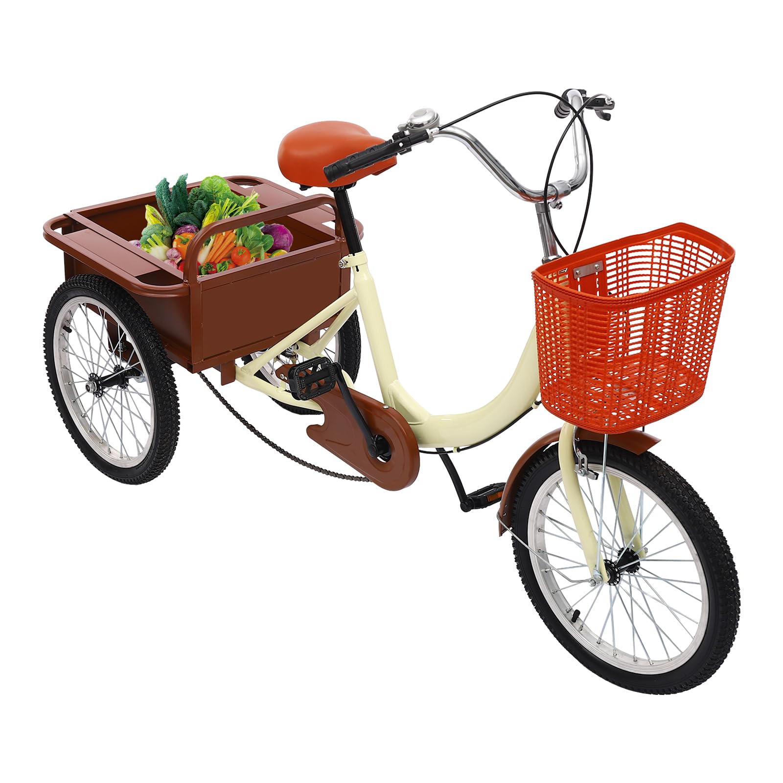 MINRS Triciclo para adultos, 18 pulgadas, altura ajustable, 3 ruedas, bicicleta de compras City con cesta de la compra, triciclo de crucero para adultos, triciclo para actividades al aire libre