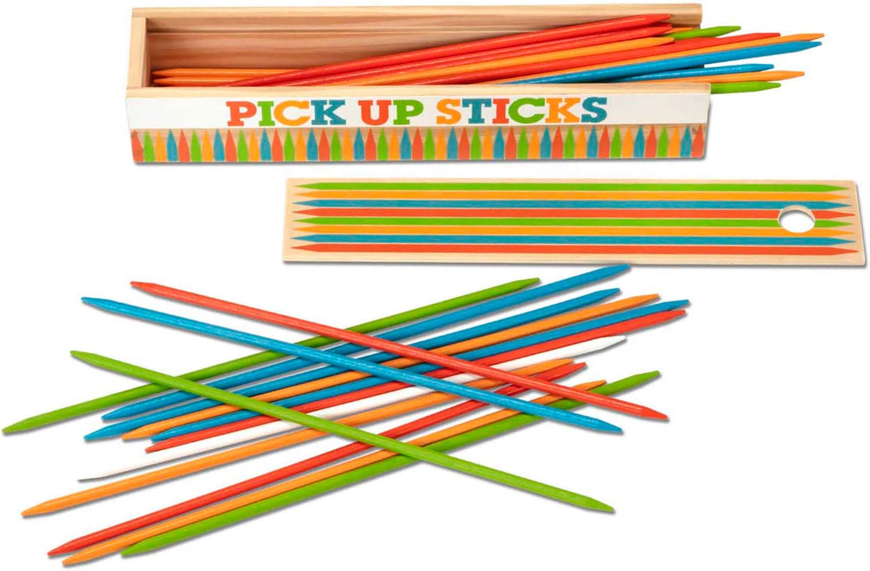 Melissa & Doug Wooden Pick-Up Sticks Tabletop Game with 41 Colorful Wooden Pieces in Wooden Storage Box