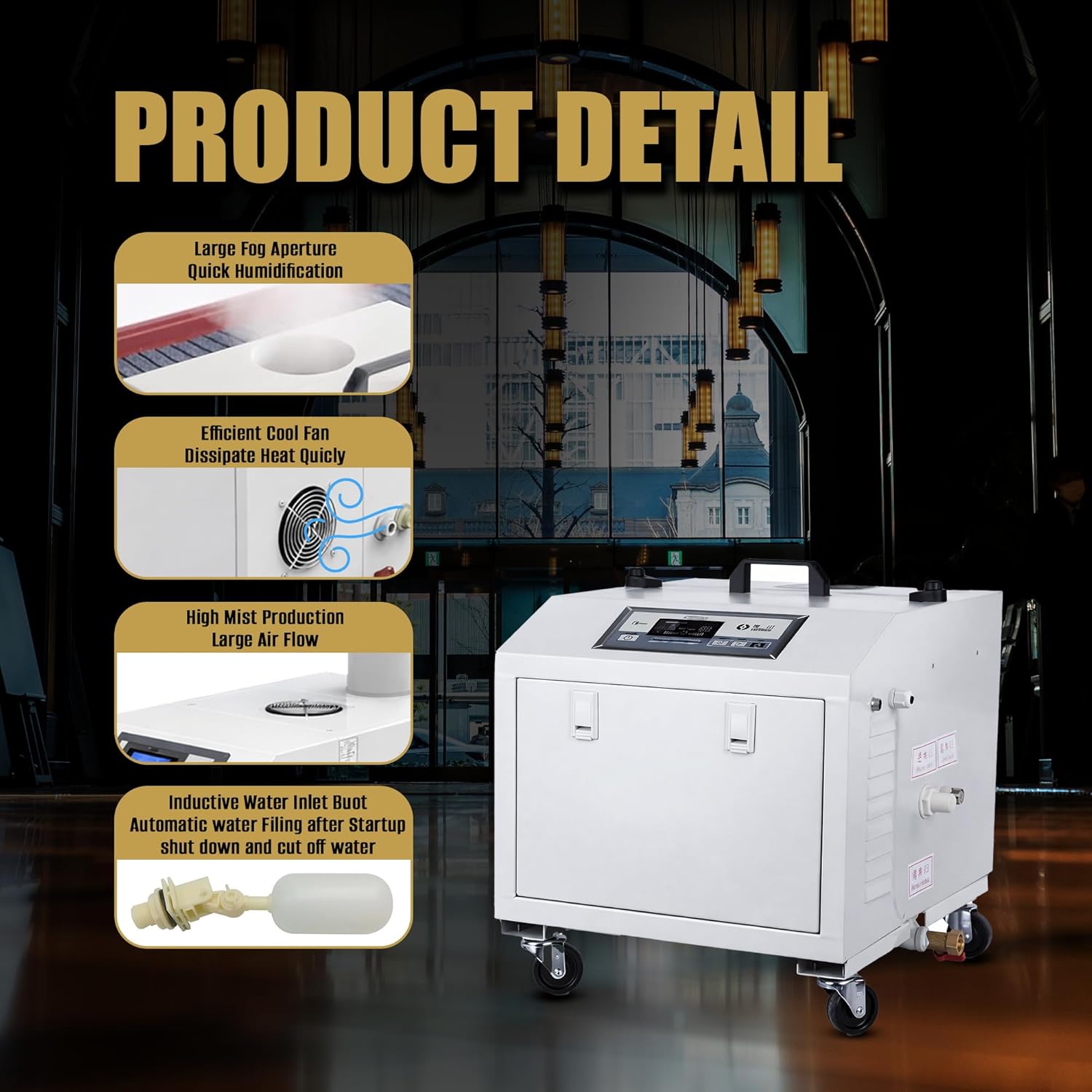 Cigaroze EB-03C Walk-In Cigar Humidifier – Ultrasonic with Display & Wheels, 700–4000 Cu Ft