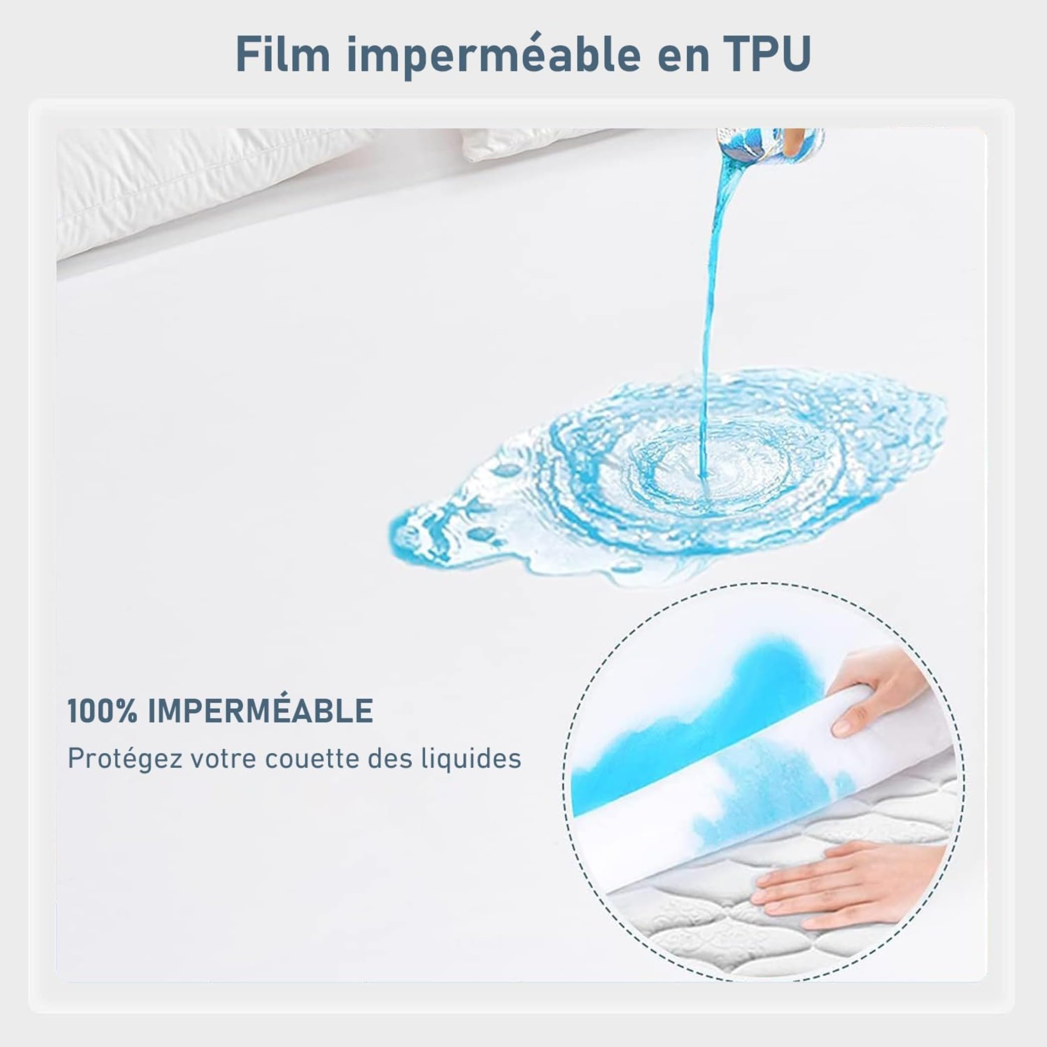 WYFKYMXX Housse de Couette imperméable Doux et Confortable Protège Couette imperméable hypoallergénique étanche Waterproof Duvet Protector (Blanc, 260 x 240 cm)
