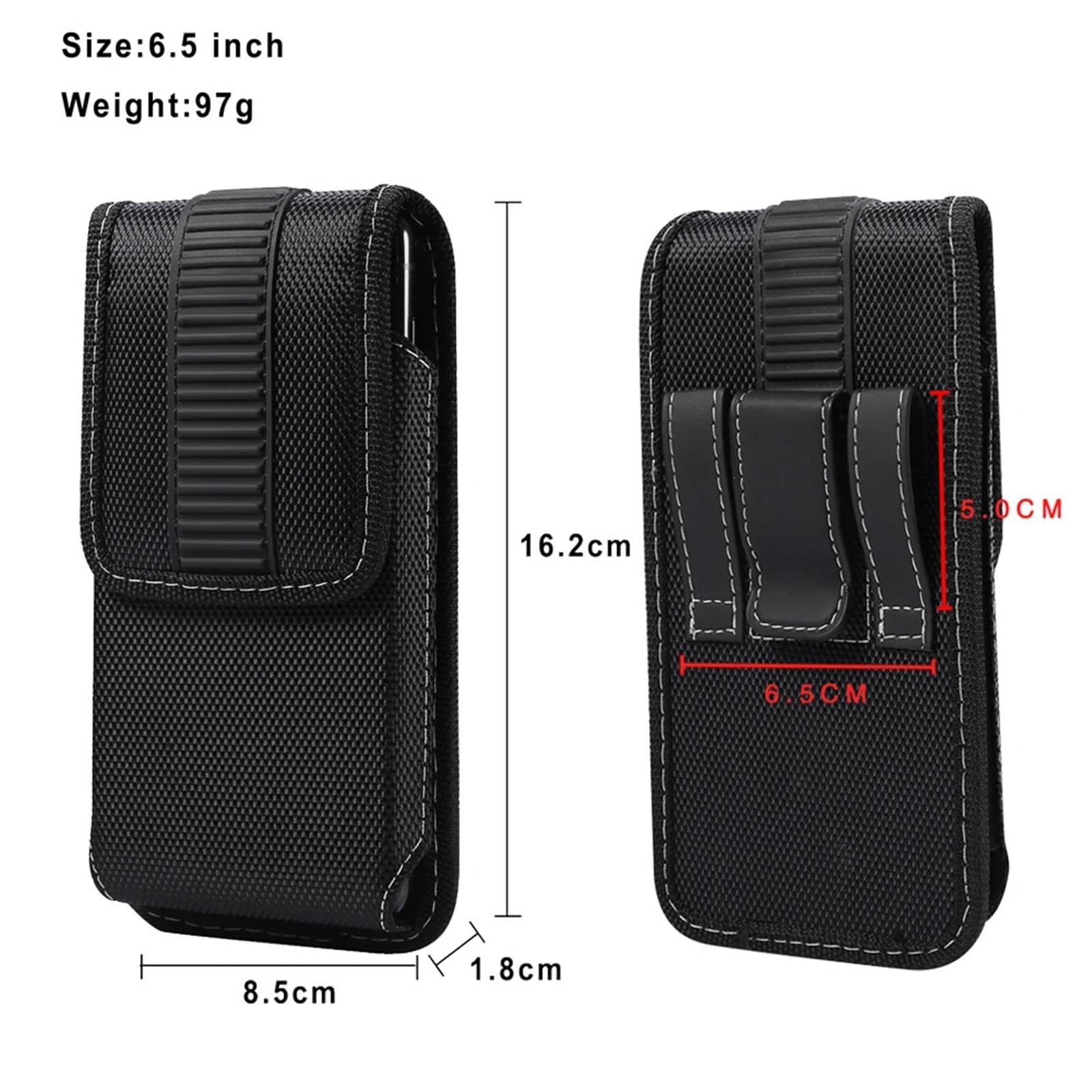 Phone Belt Pouch Universal Mobile Waist Bag Nylon Oxford Fabric Men Clip Case für Wandern, Camping(6.5 inch)