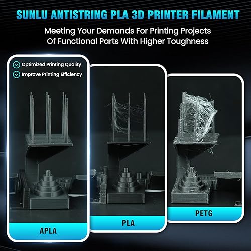 Miniatura 3 de SUNLU Filamento de impresora 3D de ácido poliláctico (PLA) sin cuerda de 0.069 in, filamento de impresión 3D de ácido poliláctico anticuerdas,