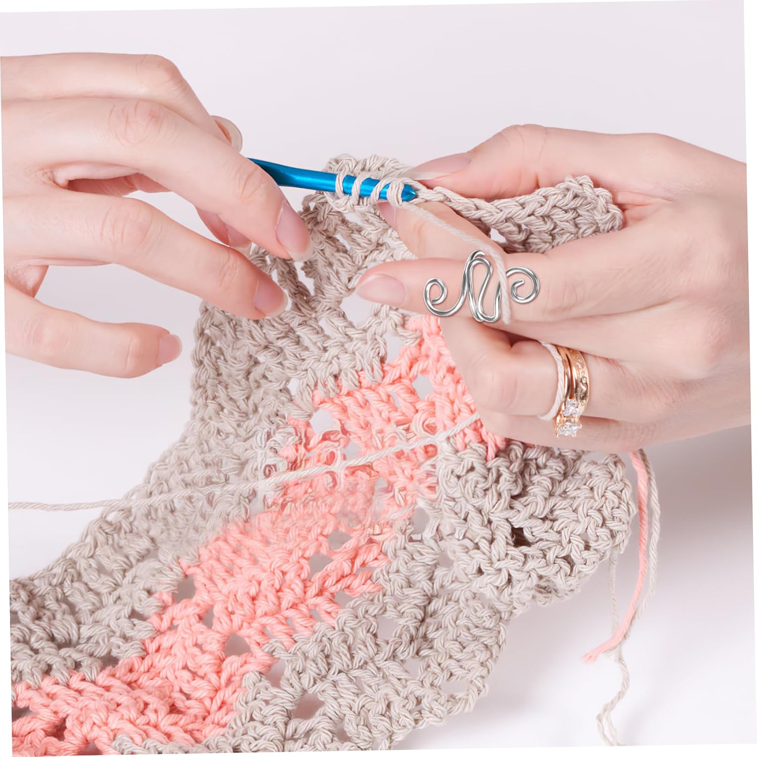 Metal Crochet Tension Rings 9pcs Open Design Yarn Guide image 2
