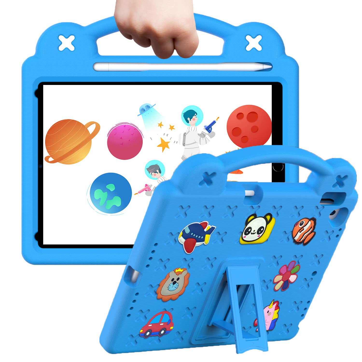 Tading iPad 9th 8th 7th Generation Case Kids, iPad Case 10.2 Inch, Shockproof Kid Proof iPad Cover with Kickstand for iPad 10.2" 2021 2020 2019 iPad Air 3 10.5" / iPad Pro 10.5" - Light Blue