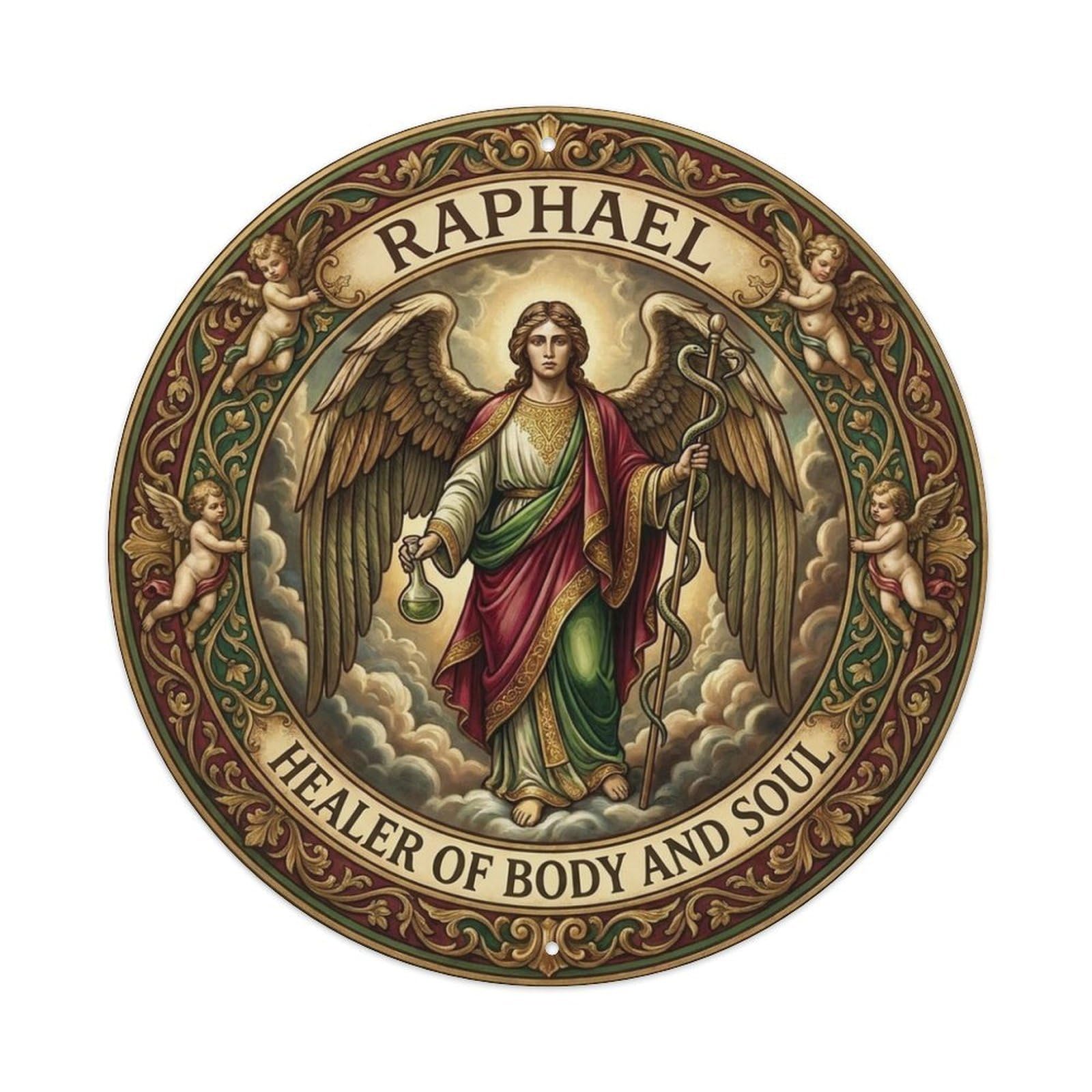 Divine Grace Archangel Raphael Healer of Body And Soul Metal Tin Sign