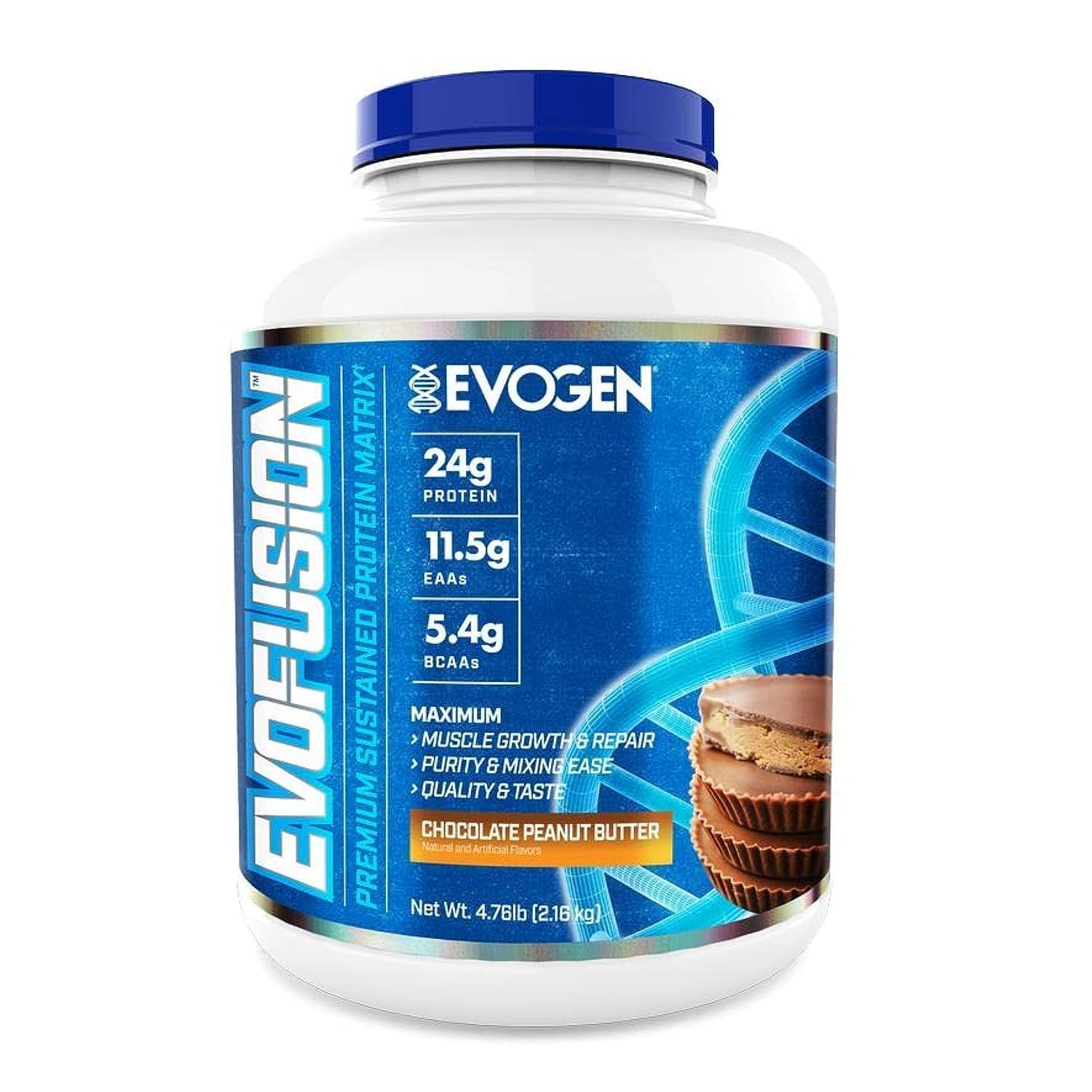 EVOGEN | EVOFUSION | Premium Protein Blend | Whey Isolate, Concentrate & Casein | Maximum Growth & Repair | Purity, Quality & Taste | Chocolate Peanut Butter 60 Servings