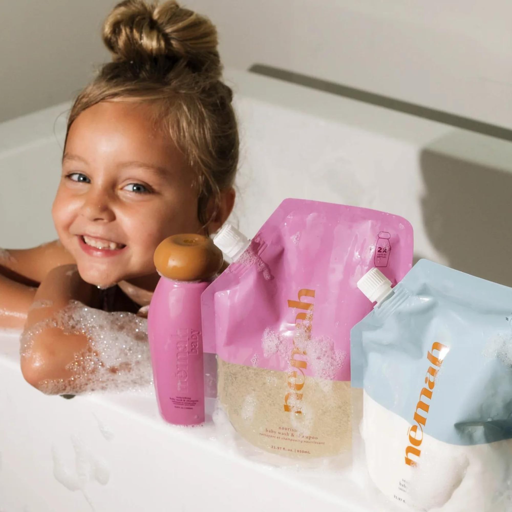 Nemah Soothing Baby Bath Essentials - Baby Soap And Shampoo 2-in-1 Refill, Cleansing & Nourishing Baby Wash with Activera Aloe Vera, Actismart Chamomile & Jojoba Oil, Vegan, Gluten-Free