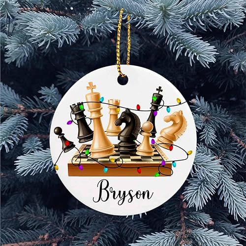Miniatura 6 de Adorno de Navidad personalizado de ajedrez para amantes del ajedrez, adorno de ajedrez personalizado con nombre, adorno de ajedrez, regalo de