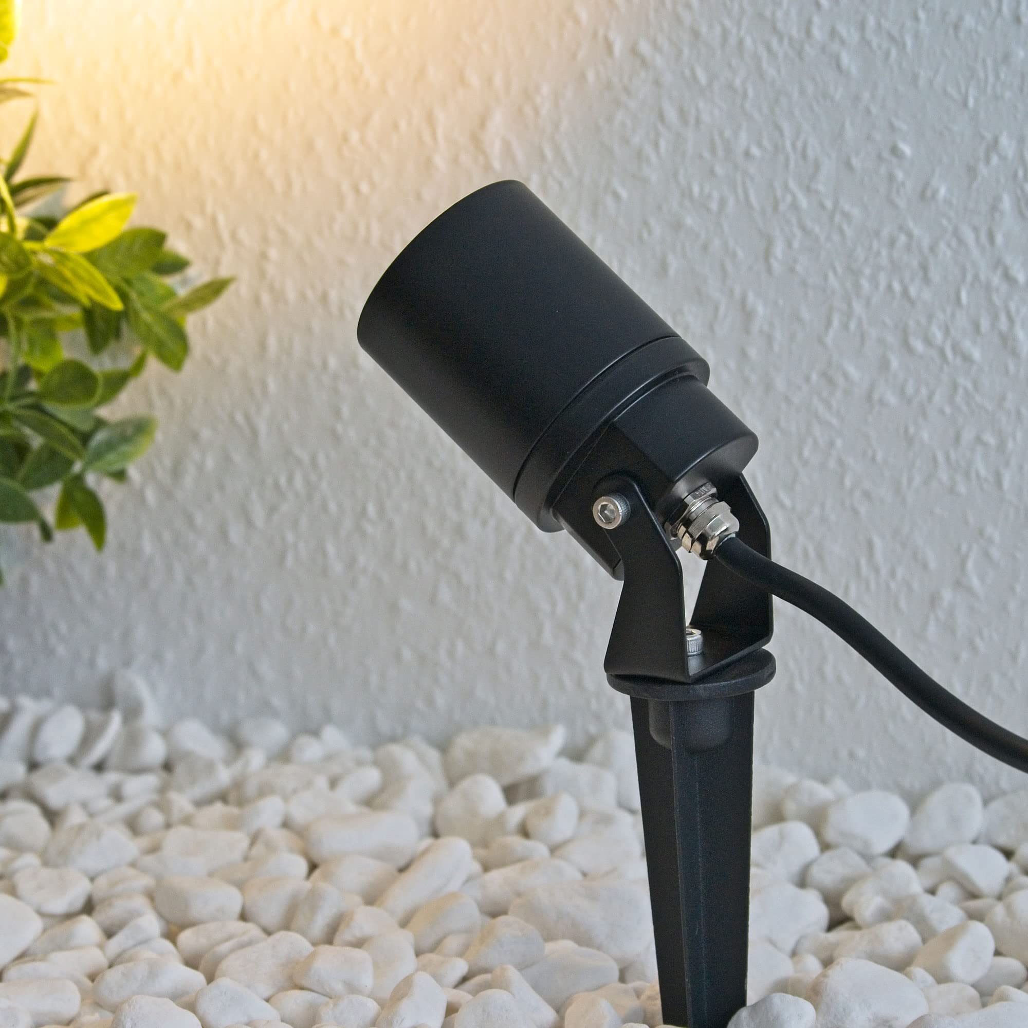 VBLED 3er SET Werios Gartenstrahler mit Erdspieß schwarz Außenstrahler 12V AC mit MR16 LED Leuchtmittel 5W 3000K inkl. Trafo und 3fach-Verteilerkabel