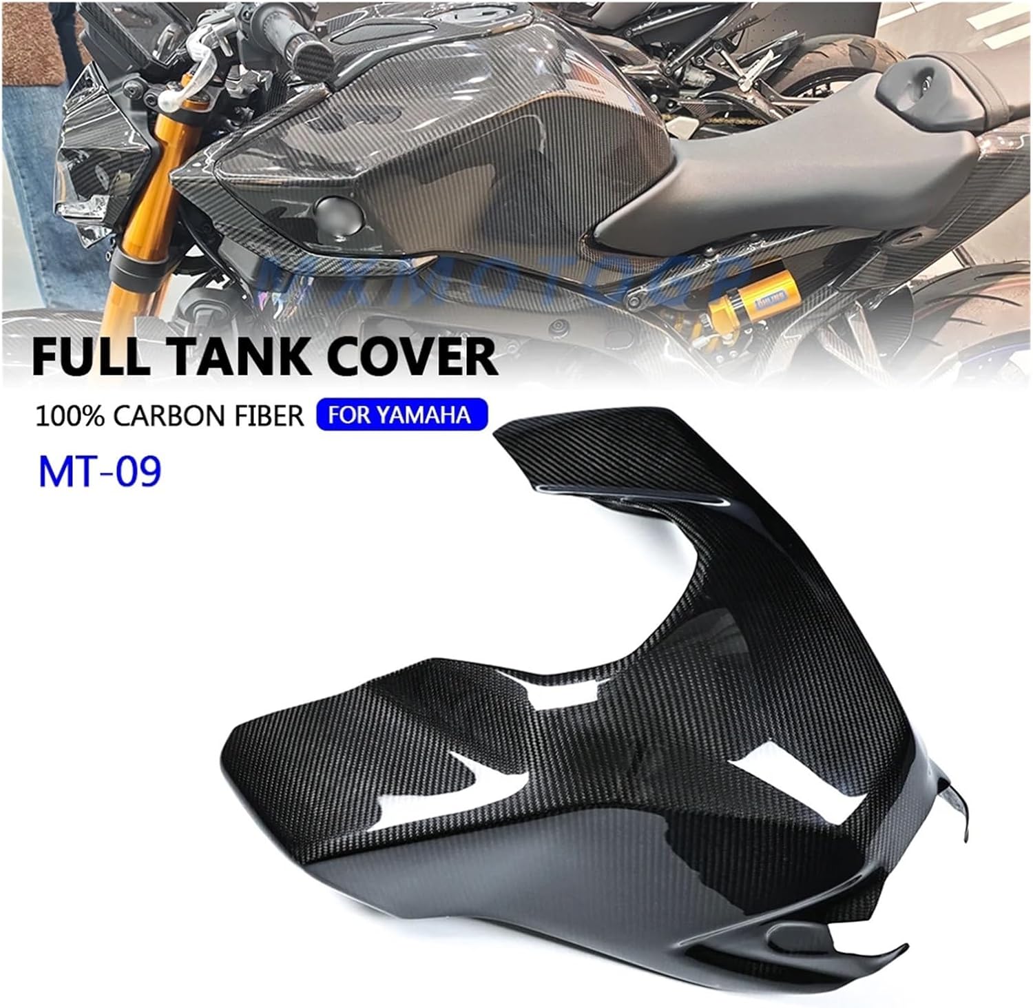 for Yamaha MT 09 MT09 MT-09 2024 2025 Carbon Fiber Full Tank Cover Fairings Motorcycle Accessories(Forged Weave Glossy)