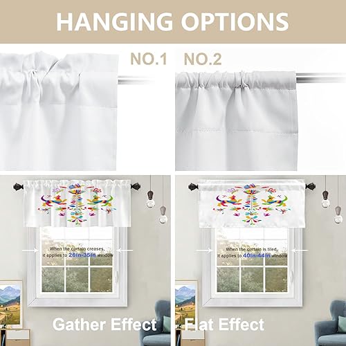 Miniatura 4 de Cenefas de cocina abstractas mexicanas para ventana, diseño de pájaros, decoración opaca de pájaros, cortinas para ventana pequeña, cortinas para