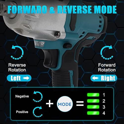 Miniatura 3 de Llave de impacto inalámbrica compatible con batería Makita de 18 V, 600 N.m de rango medio de 12 pulgada y llave de impacto de alto par de 38