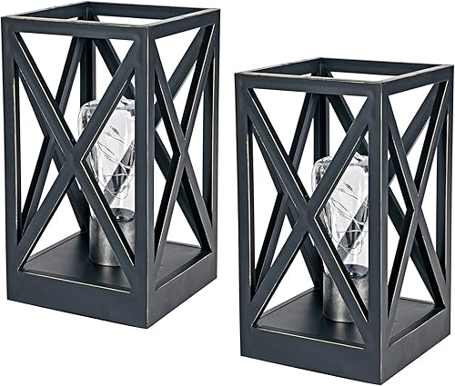 Miniatura 8 de WINGBO Paquete de 2 lámparas de mesa retro alimentadas por batería, juego de lámparas inalámbricas que funcionan con pilas, luz nocturna portátil