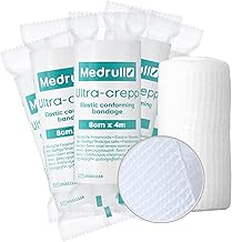 Medrull Pack of 10 Gauze Bandages, 8 cm x 4 m, Large Fixing Bandages, ULTRA CREPP Dressing Material