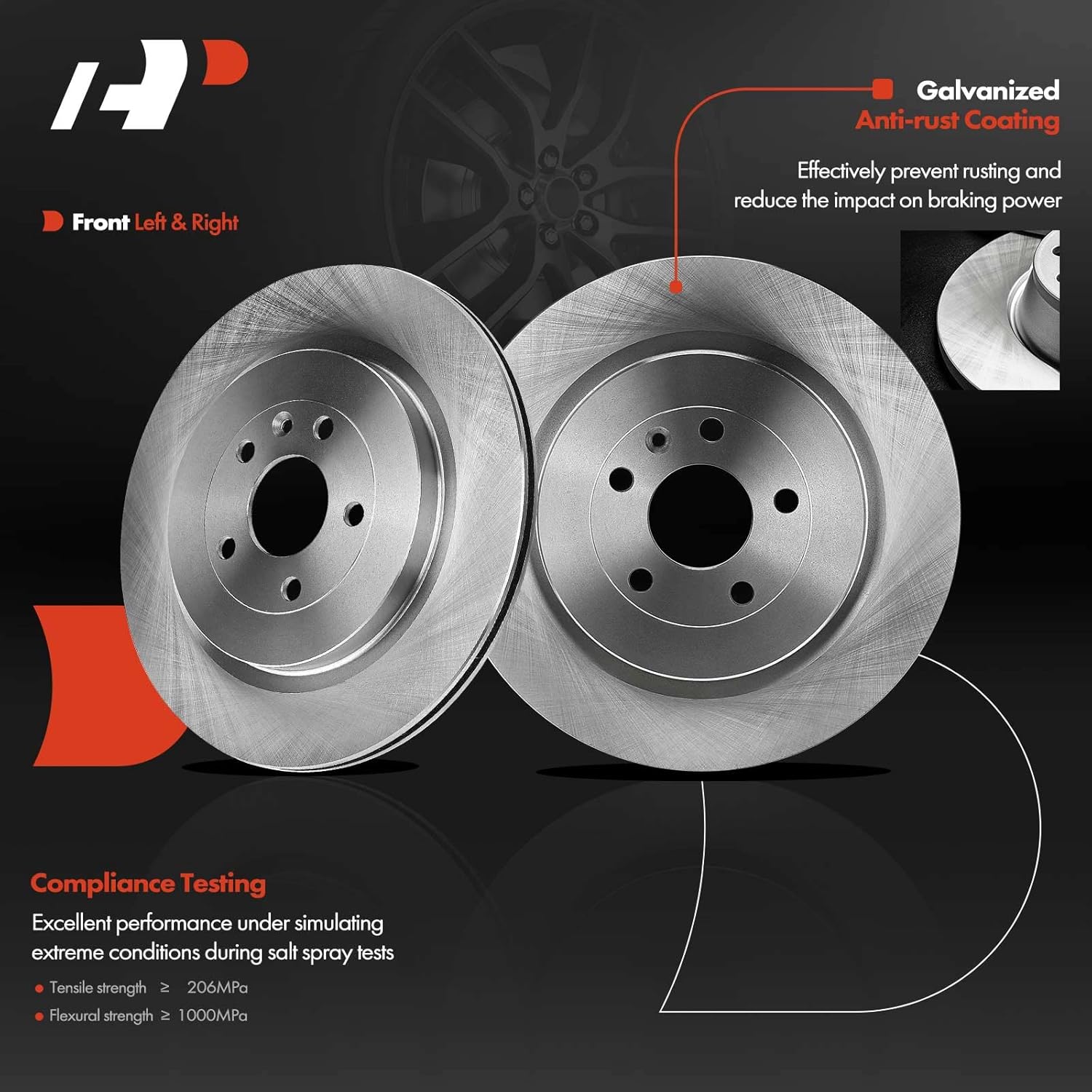 A-Premium 13.58 inch (345mm) Rear Vented Disc Brake Rotors + Ceramic Pads kit Compatible with Select Lincoln and Ford Models - MKS 2013-2016, MKT, Explorer/Flex 2015-2019, 6-PC Set