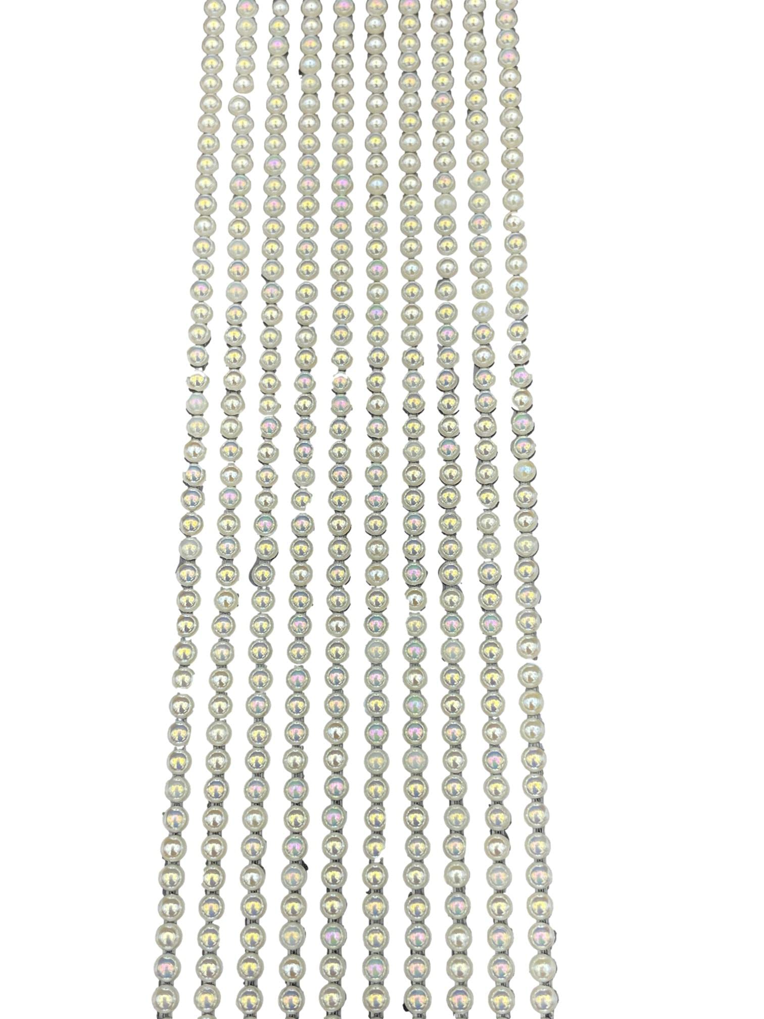 Syntego 500 x Self Adhesive Pearls Gems 3mm Mini Flat Backed Round Pearls Beads Strips Embellishments (AB Ivory)