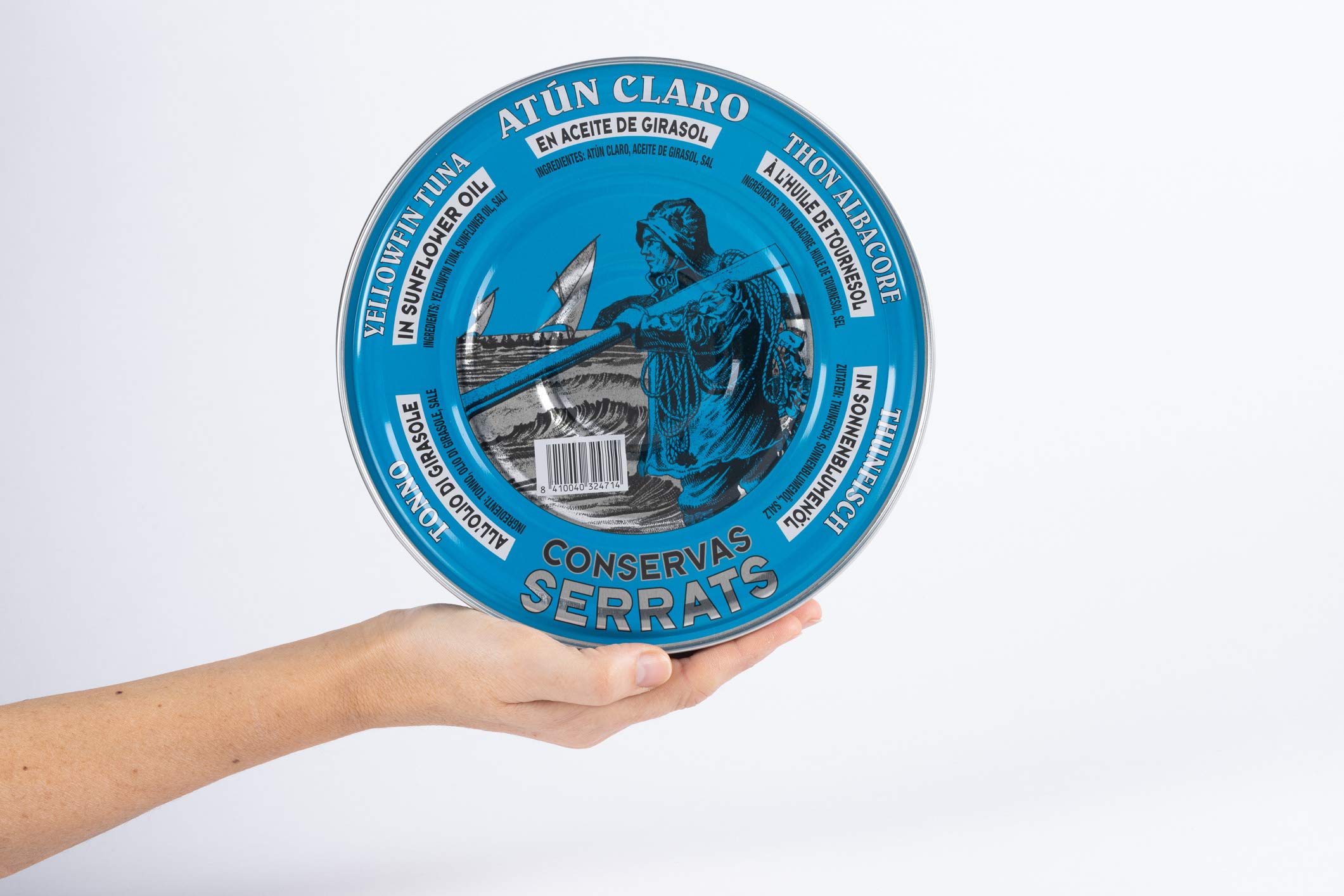 CONSERVAS SERRATS - Atún Claro en Aceite de Girasol - 4 Latas x 1800g (Total: 7200g) - Elaboración Artesanal desde 1890 - Sin Gluten - Rico en Omega 3