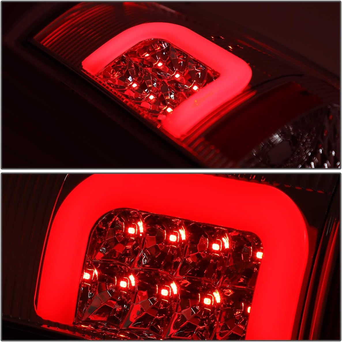Auto Dynasty Rear Tail Lights Compatible with 1997-2007 Ford F-150 Heritage F-250 F-350 F-450 F-550 Super Duty, 3D LED Brake Lamps w/C-Style Light Bar, Chrome Housing Clear Lens