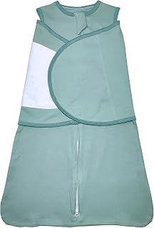 Adjustable Cotton Swaddle Sleep Sack for Babies 3-6 Months, Soft & Breathable Wearable Blanket with 3-Way Adjustable Design, Cozy Infant Sleeping Bag with Solid Cyan Color