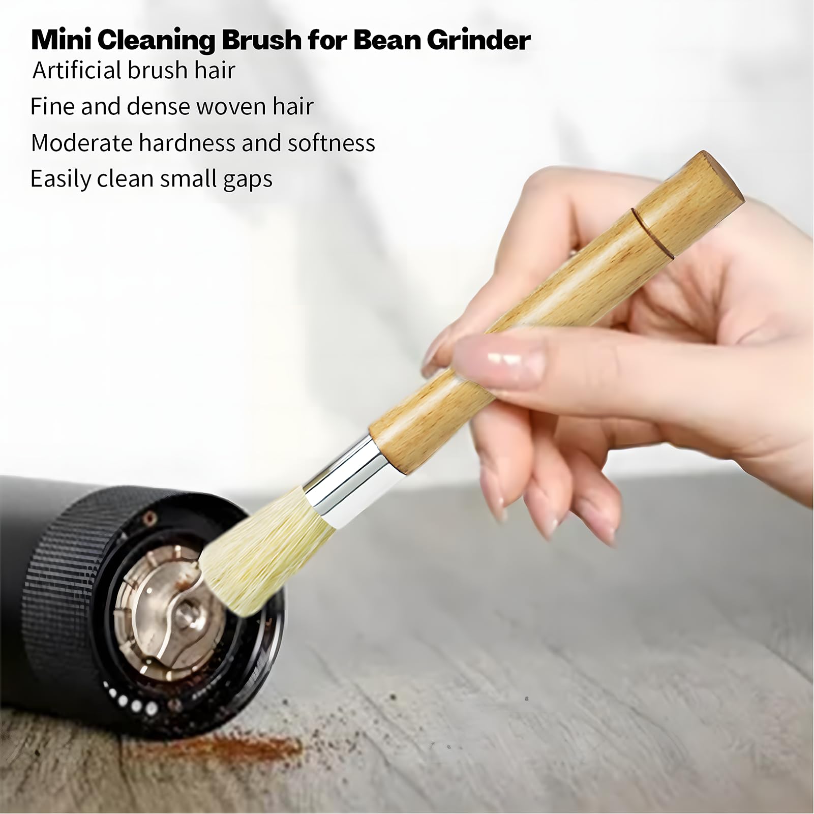 Spazzola Per Macinacaffè Barista - Con Setole Di Cinghiale, Manico In Ebano, Per Pulizia Fondi Caffè - Foto 10