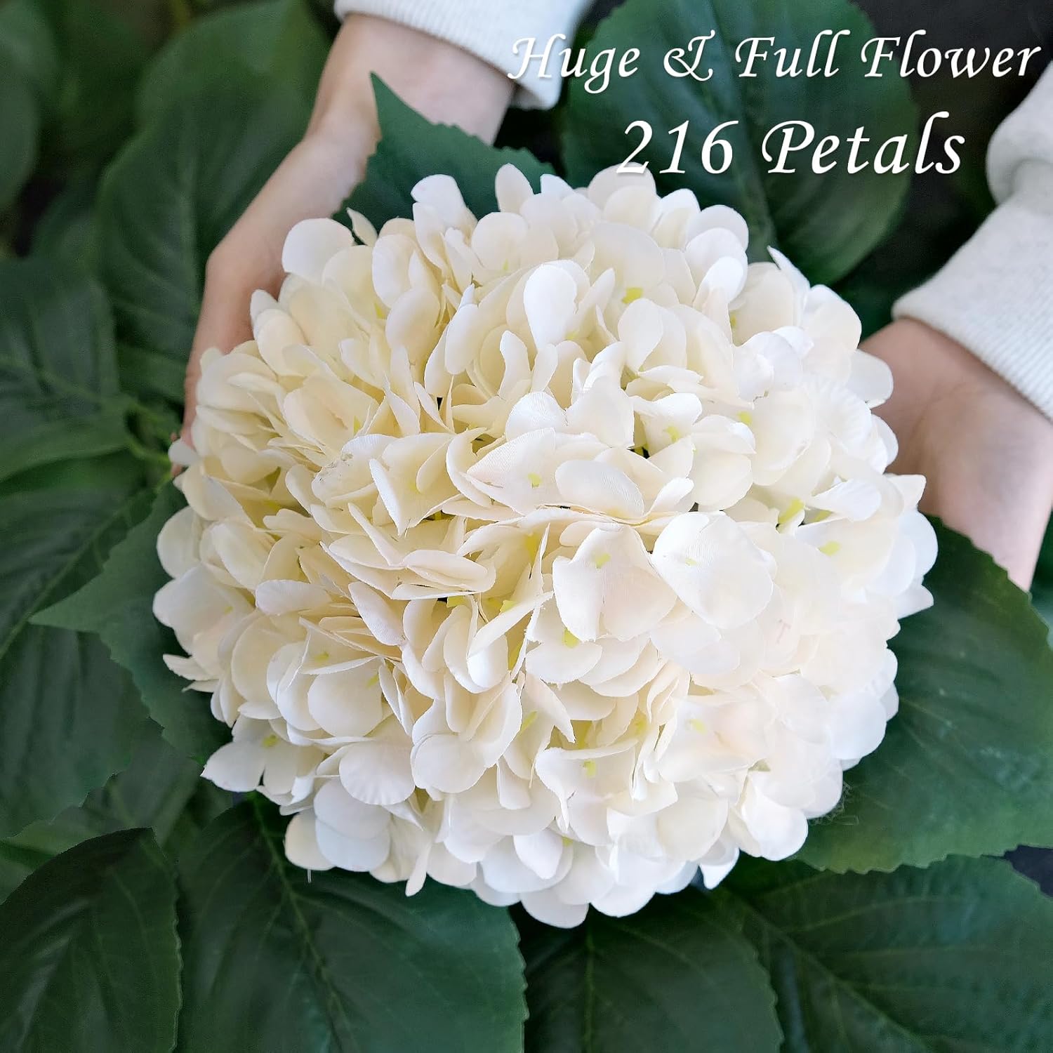 Boho Silk Hydrangea Artificial Flowers, 4Pcs 22" Large Lifelike Flowers,Artificial Hydrangeas for Indoor Bouquet Table Centerpieces Home（Cream/Yellow） - Image 3