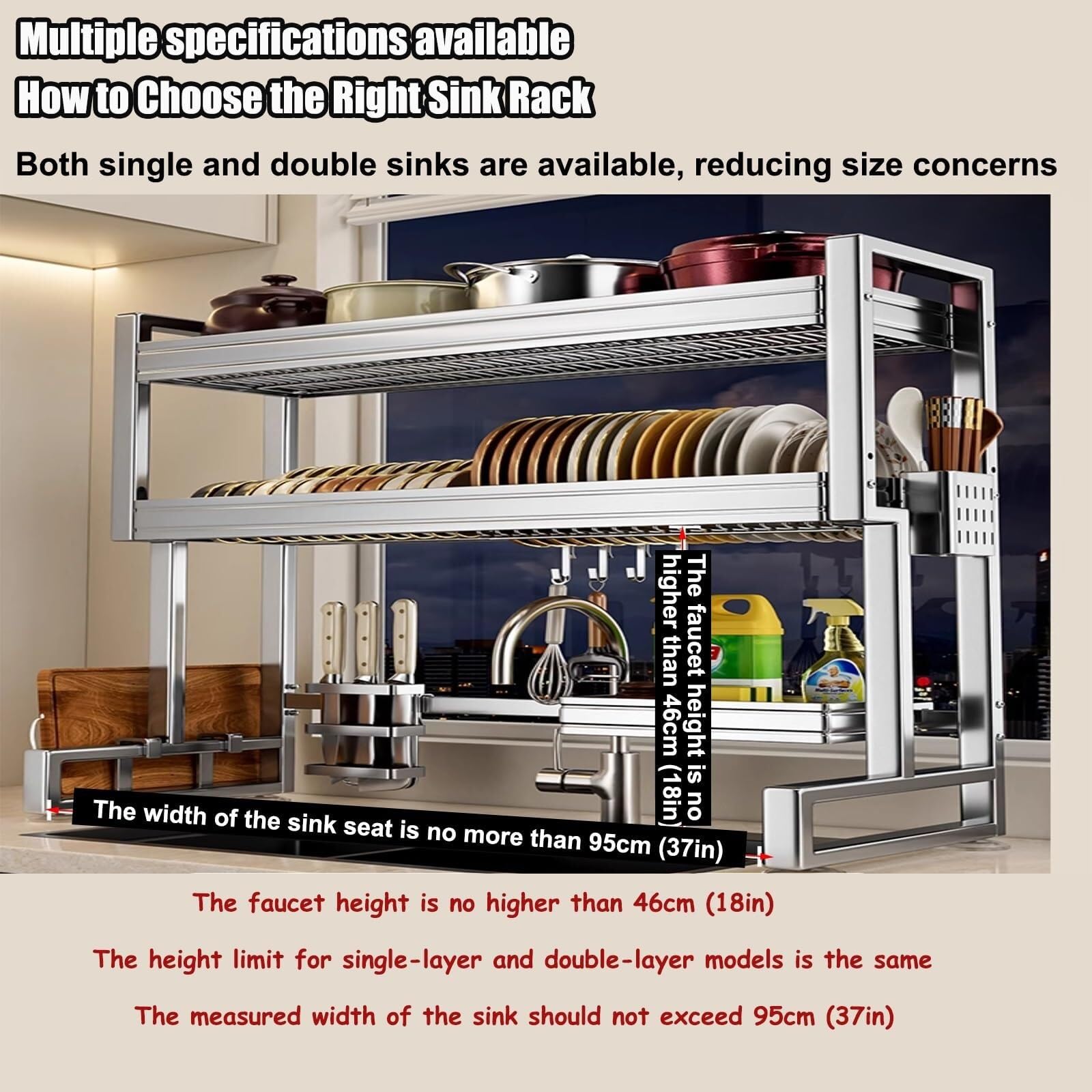 Rejilla for secar platos extra grande multifuncional escurridor de platos | Escurreplatos grandes for encimera de cocina de acero inoxidable