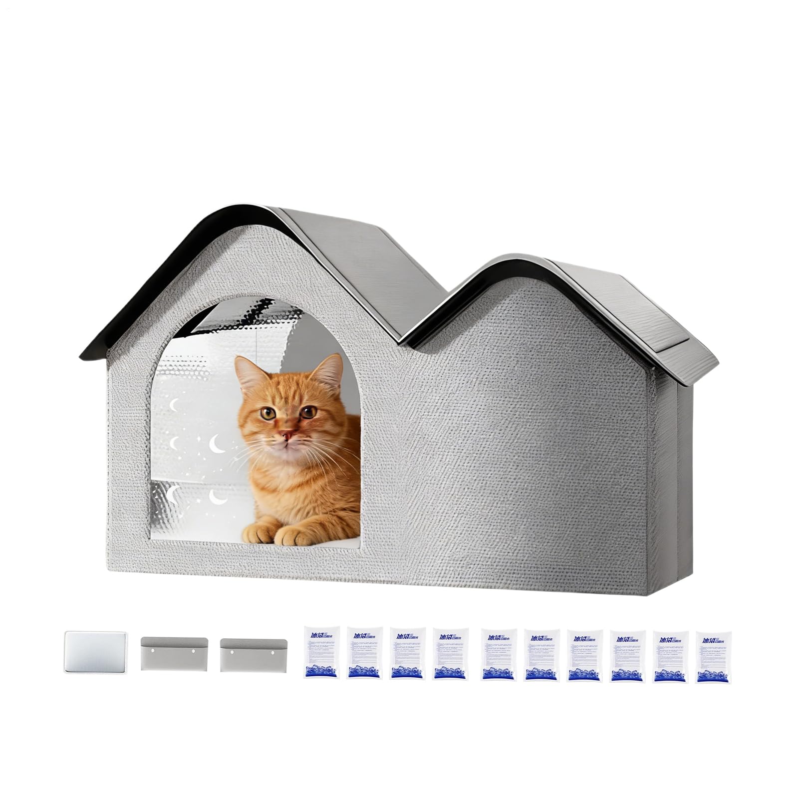 Casa rinfrescante per gatti | Rinfrescante Pieghevole per Gatti e Cani - Cuccia per Cane con Pacchetto Ghiaccio - per Esterno e Interno Estate Cortile Campeggio Viaggio Giardino