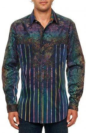 Robert Graham Men's Tilston Long Sleeve Woven Shirt - 100% Cotton Rainbow Houndstooth Swirl Pattern