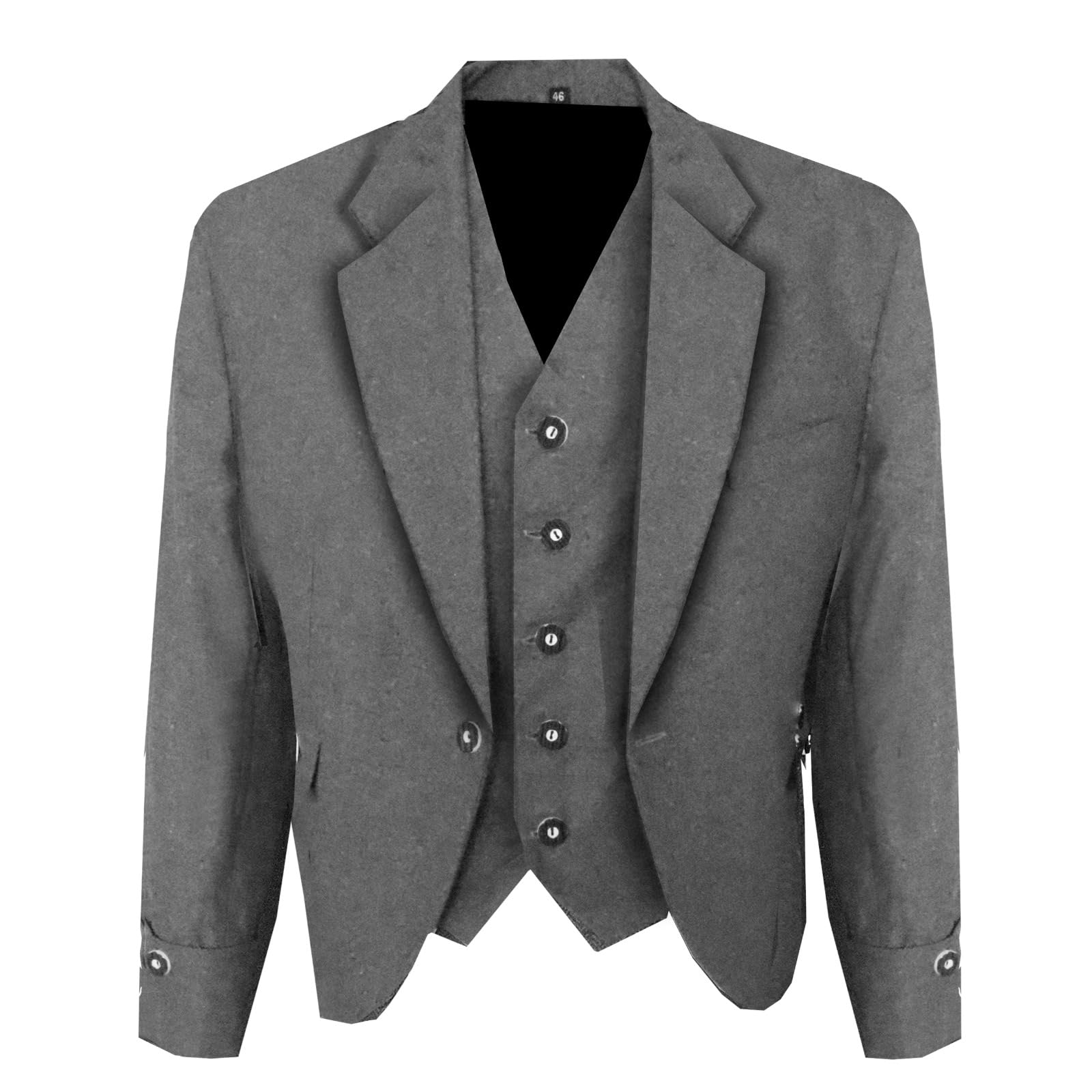 Octal - Scottish Argyll Kilt Jacket with Vest 15 Oz Finest Barathea Wool Fabric with 5 Button Vest Gauntlet Style Cuffs (UK, Numeric, 46, Regular, Regular, Grey)