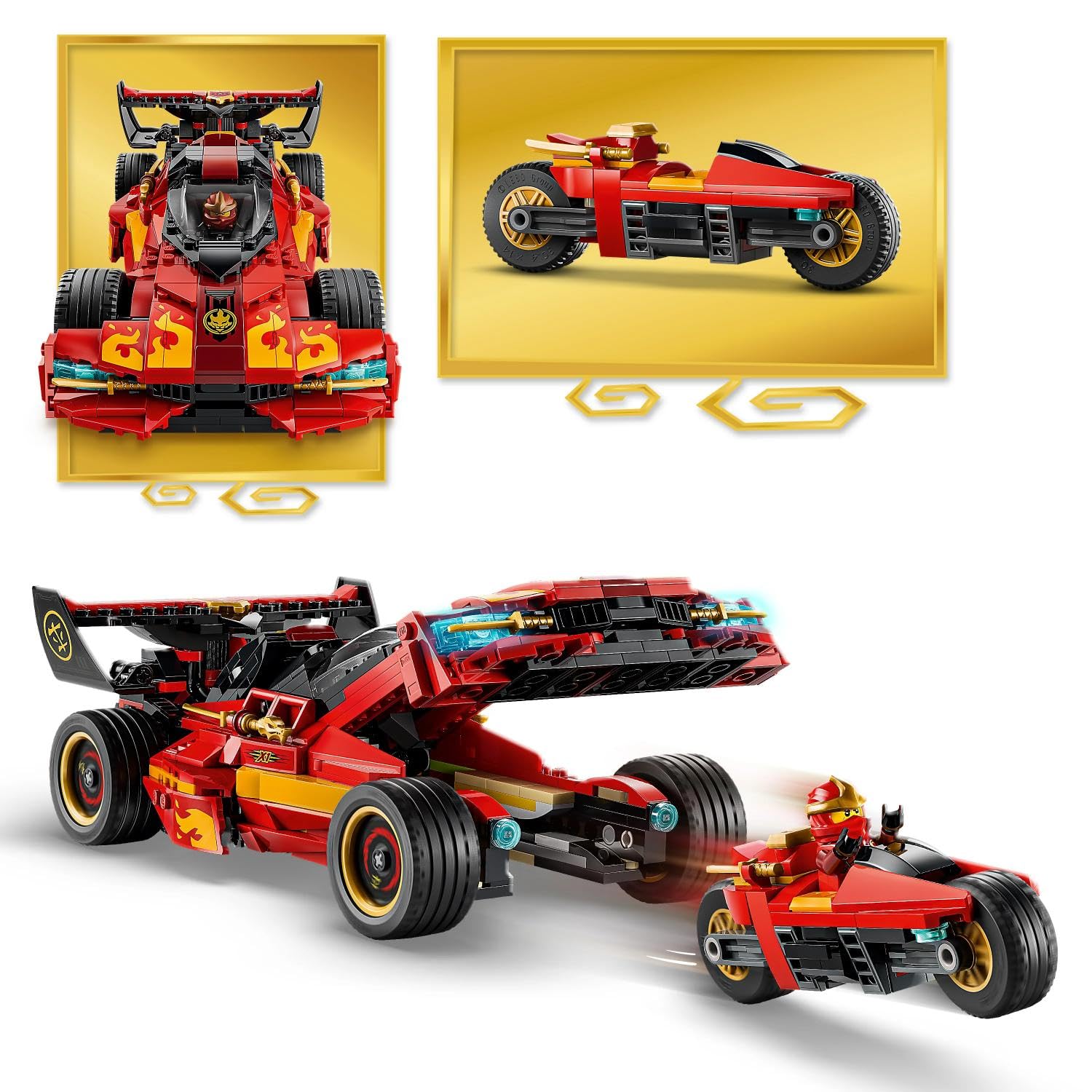 LEGO NINJAGO Super-Bolide Ninja X-1-15° Anniversario - Modello Auto da Corsa con Moto Giocattolo e 3 Minifigure tra cui Kai - Regalo Nostalgico per Ragazzi da 14 Anni in su e per i Fan Adulti 71867