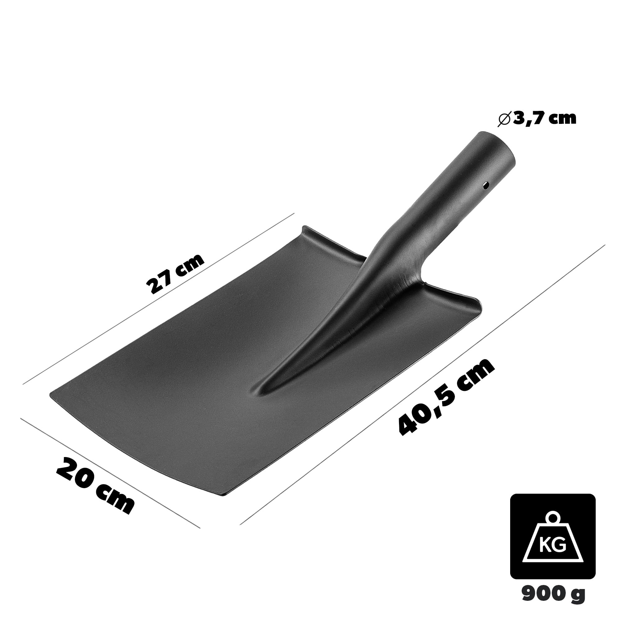 KADAX Gartenspaten ohne Griff, Robuster Spaten für Garten, Universelle Schaufel, Gartenschaufel ohne Stiel, Spatenschaufel aus Stahl, Sandschaufel (Schwarz 40,5x20 cm)