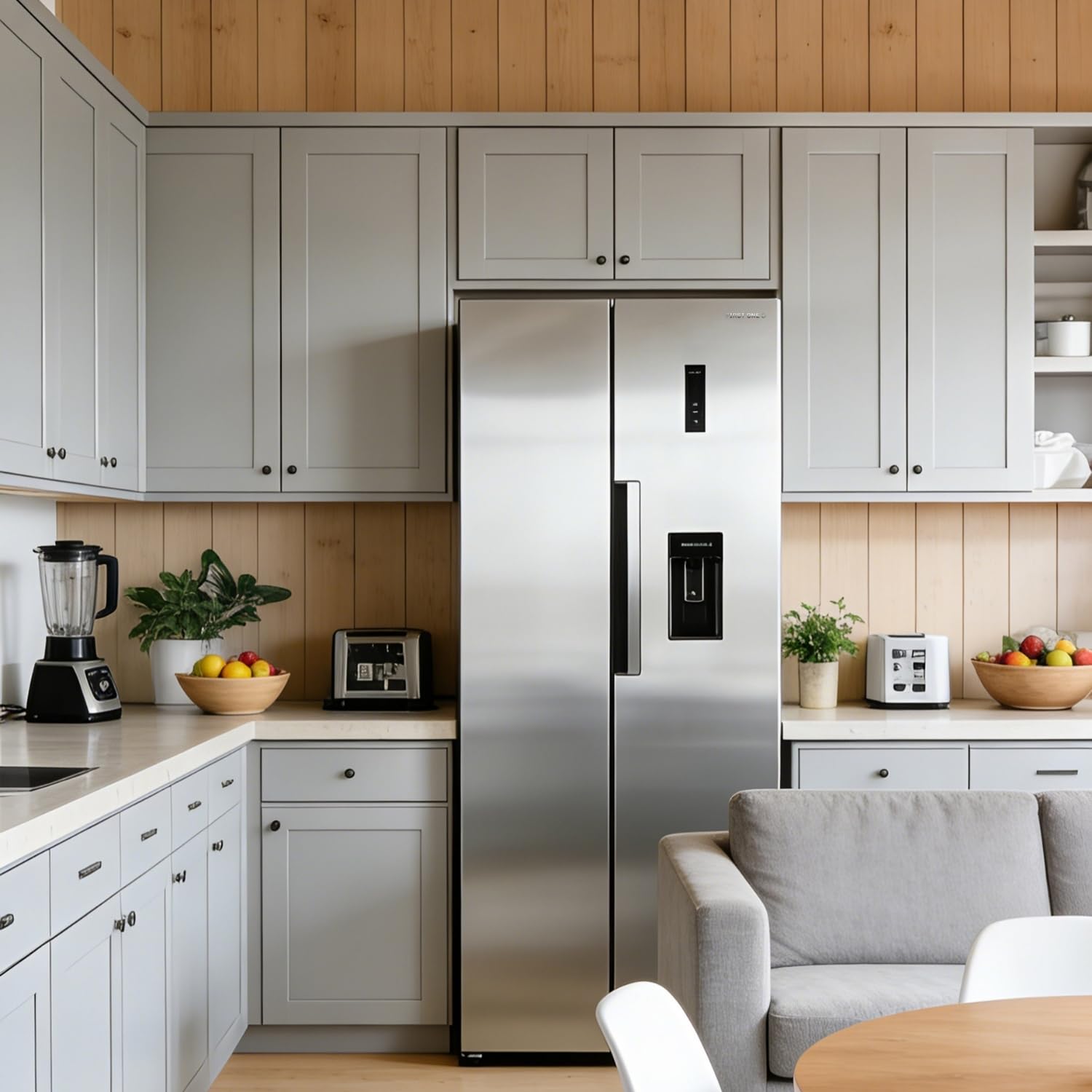 First One Réfrigérateur Side by Side 444L FSBS444IX Inox Distributeur d'eau