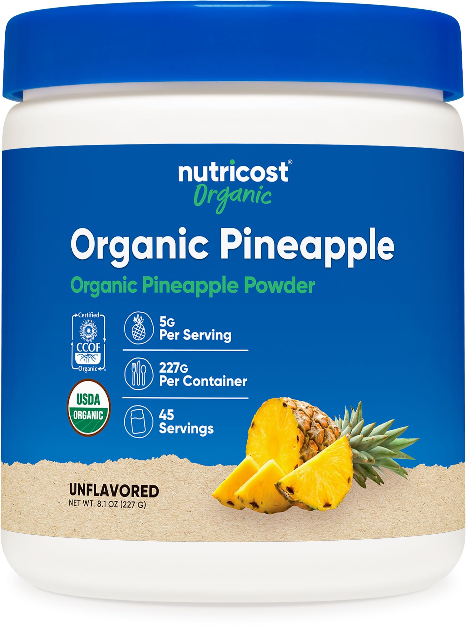 Nutricost Organic Pineapple Powder (8 oz) - 45 Servings - USDA Certified Organic Freeze Dried Pineapple Juice Powder Gluten Free