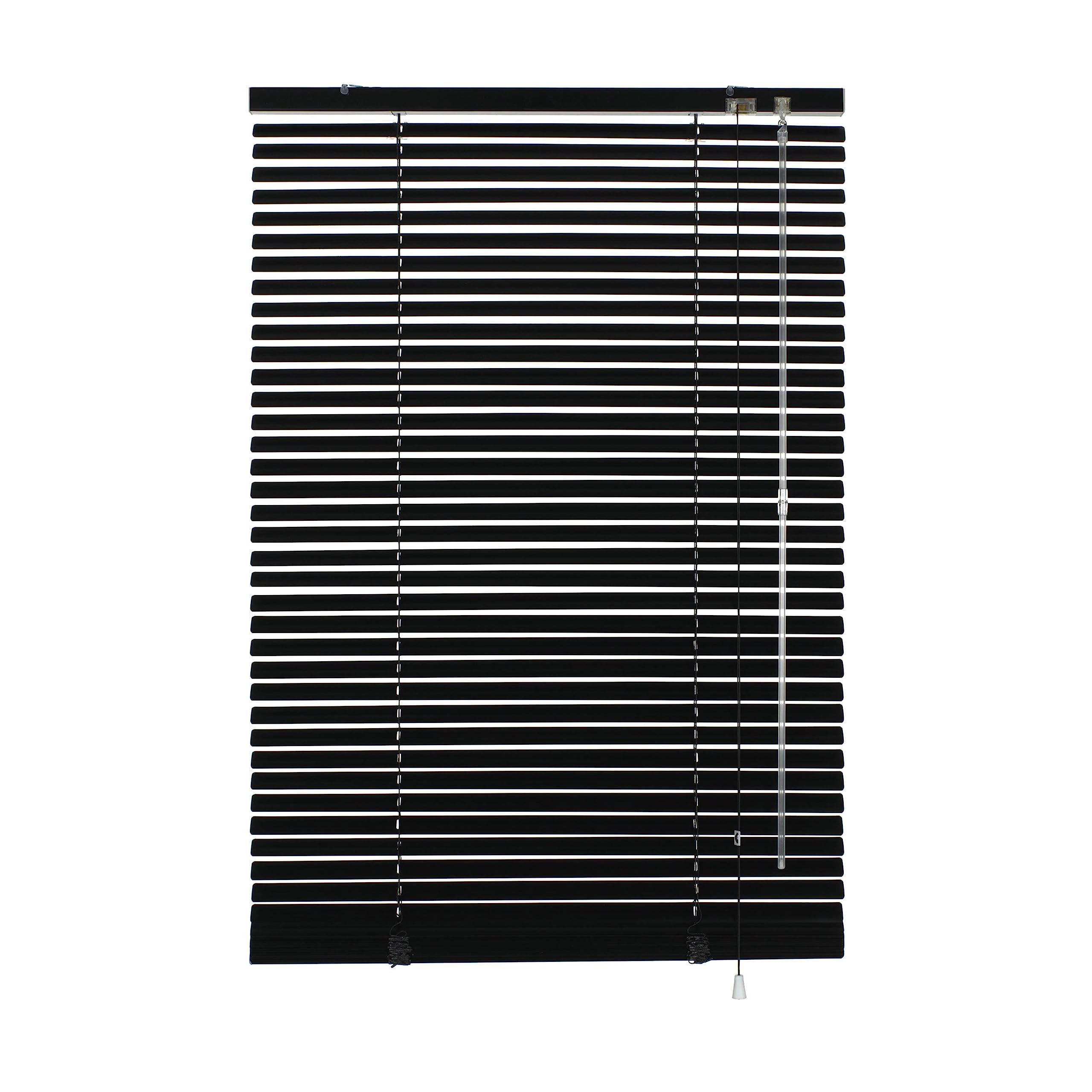 GARDINIA Alu-Jalousie, Sichtschutz, Lichtschutz, Blendschutz, Wand- und Deckenmontage, Aluminium-Jalousie, Schwarz, 40 x 175 cm