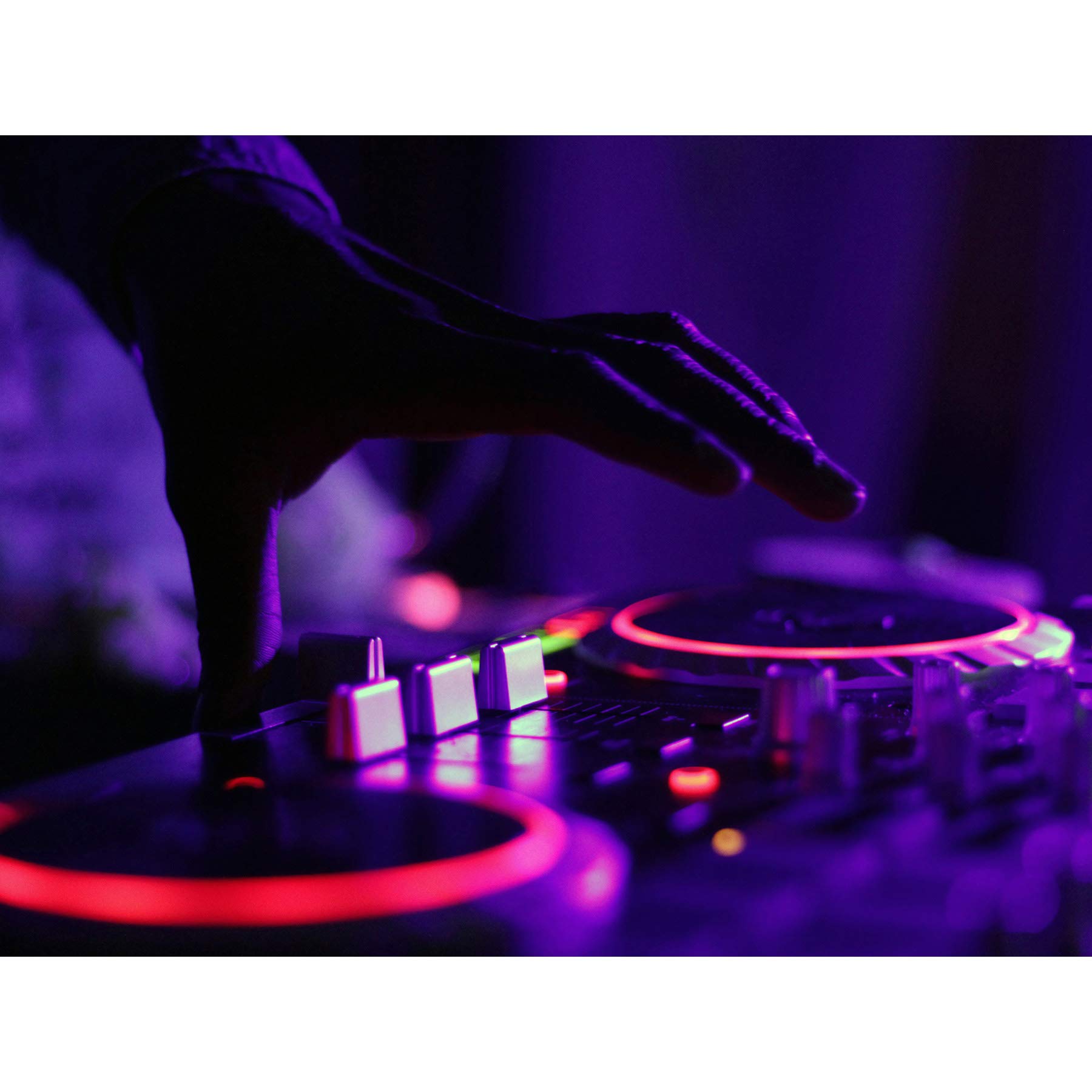 Wee Blue Coo MUSIC PHOTO DJ DECKS NEON TURNTABLE 12x16 POSTER ART